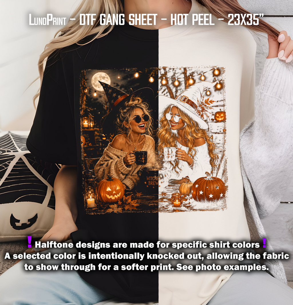 HALFTONE Halloween DTF Gang Sheet 23x35 in. Ready-to-press Heat transfers