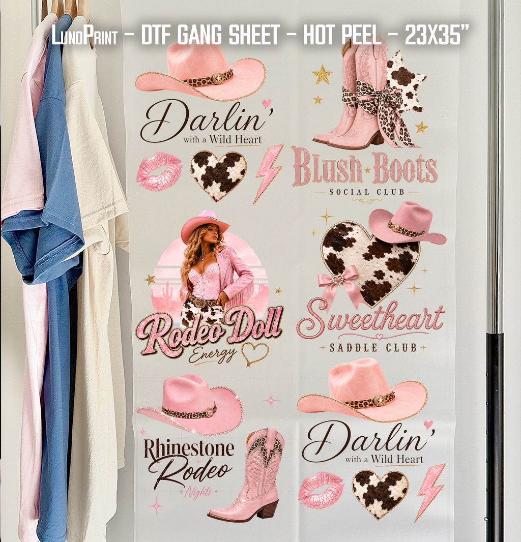 Rodeo Doll  DTF Gang Sheet 23x35 in. Western Ready-to-press Heat transfers