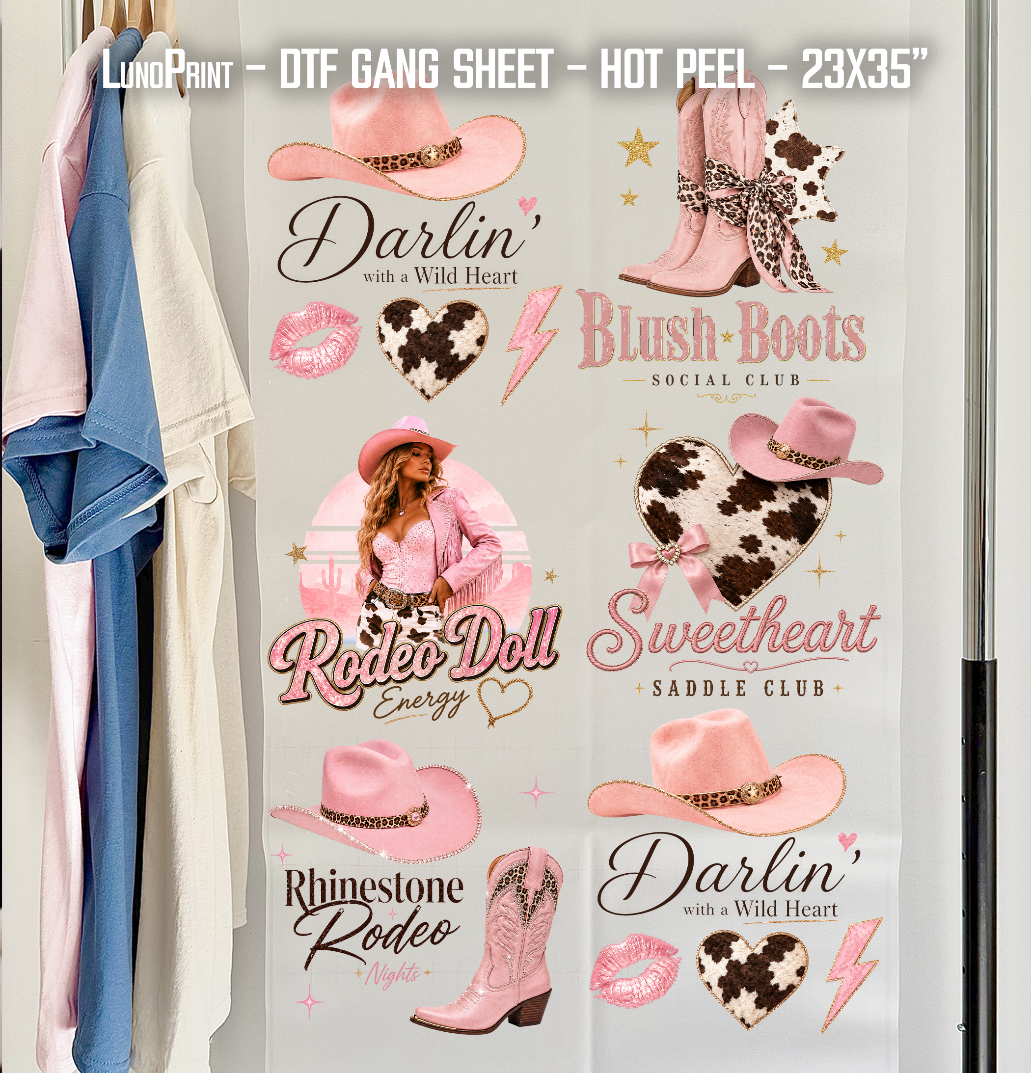Rodeo Doll  DTF Gang Sheet 23x35 in. Western Ready-to-press Heat transfers