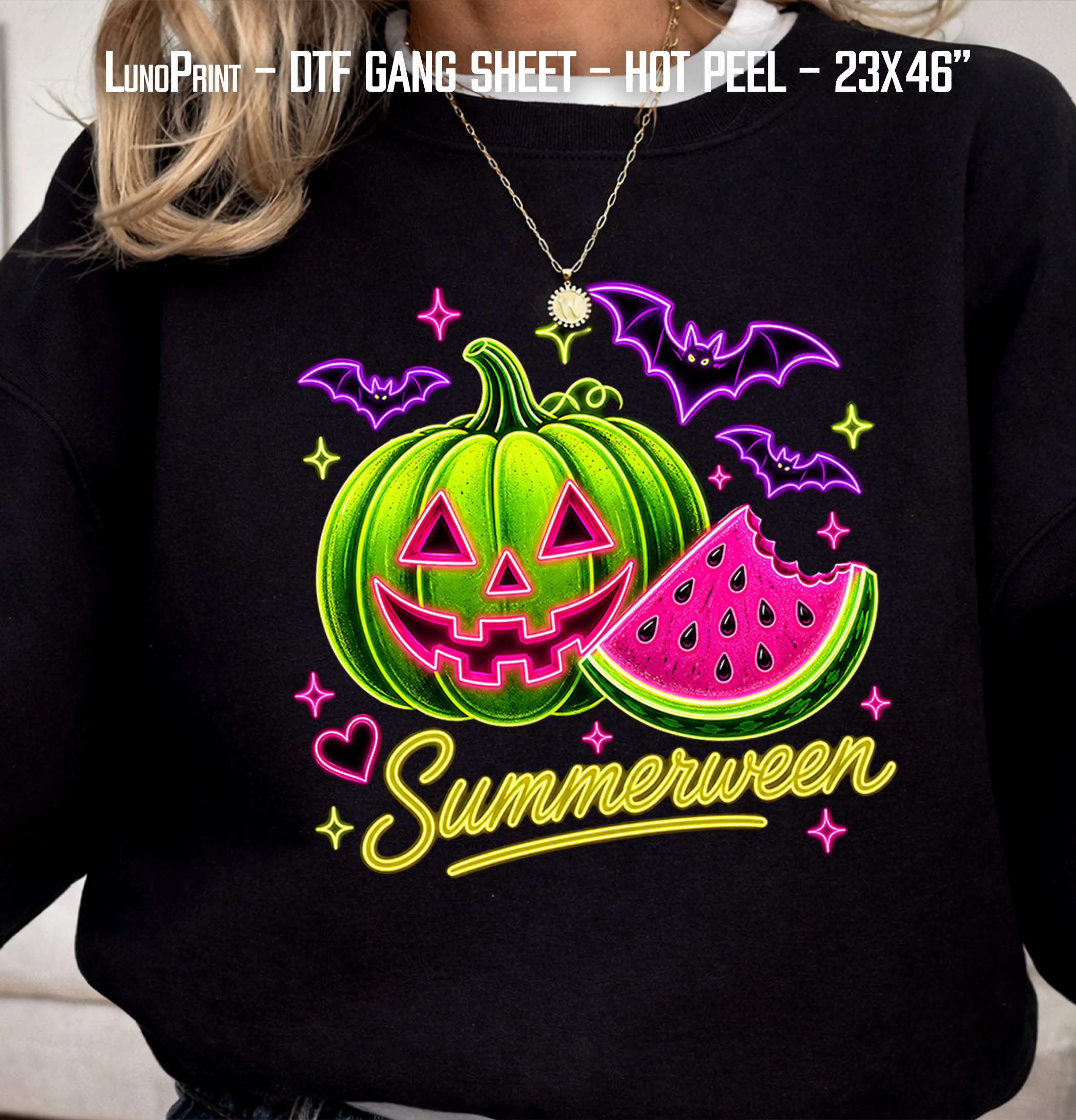 Summerween DTF Gang Sheet, 23x46 in. Ready to Press Heat transfers