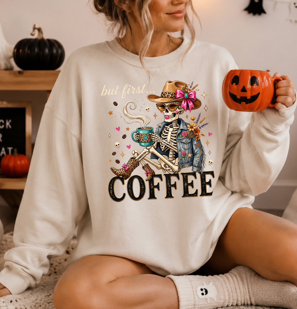 Coffee Skeleton DTF Gang Sheet 23x35 in. Halloween Ready-to-press Heat transfers