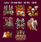 Spooky Skeleton DTF Gang Sheet, 23x46 in. Halloween Ready to Press Heat transfers