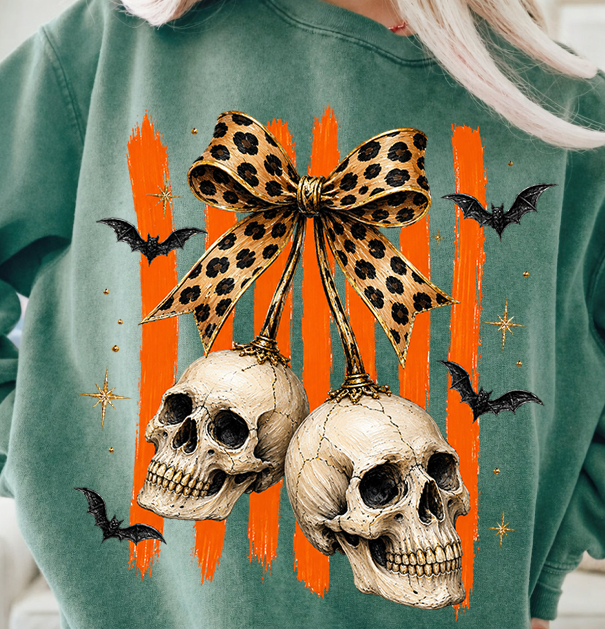 Spooky Skeleton DTF Gang Sheet, 23x46 in. Halloween Ready to Press Heat transfers