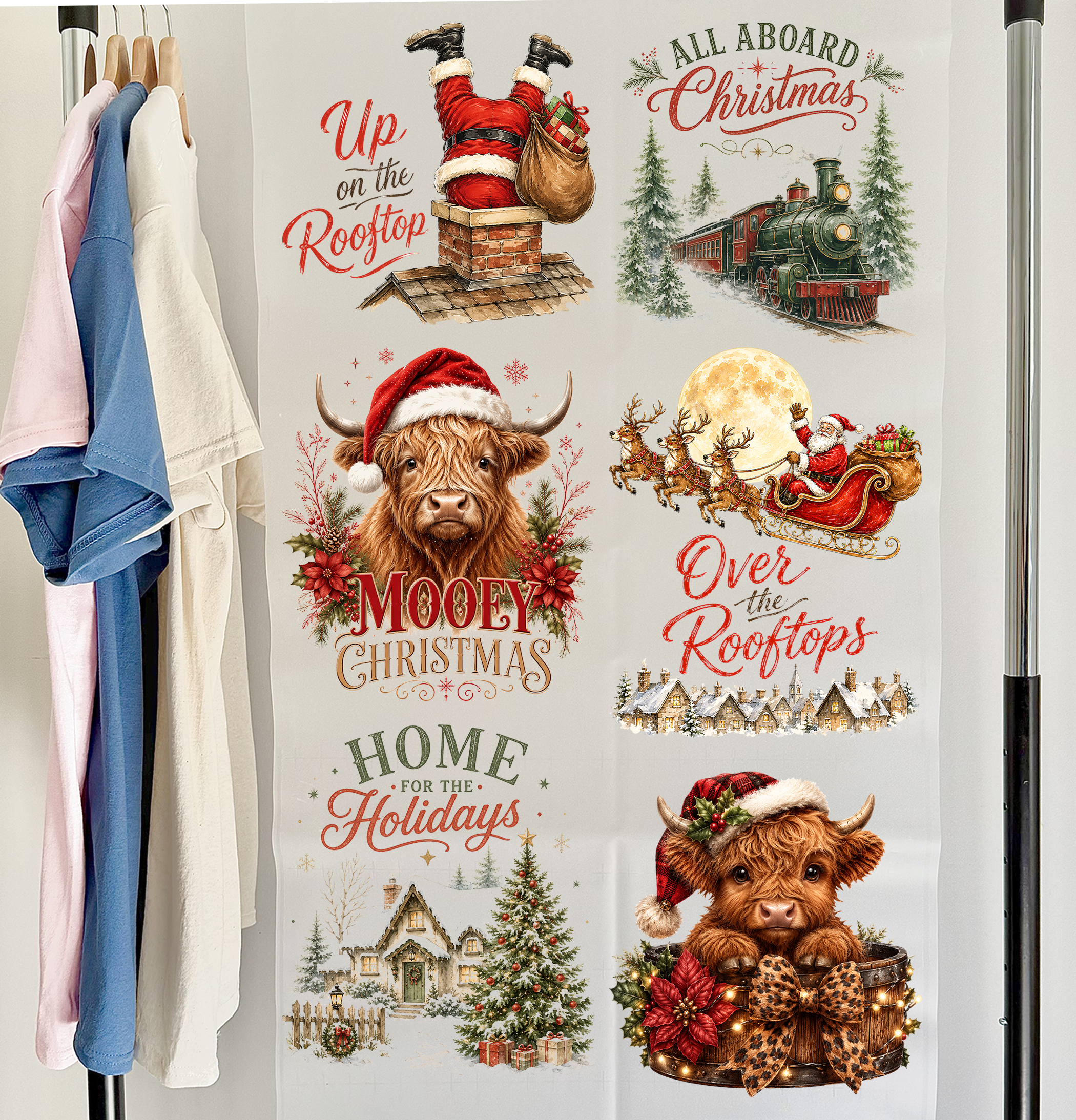All Aboard DTF Gang Sheet 23x38 in. Christmas Ready-to-press Heat transfers