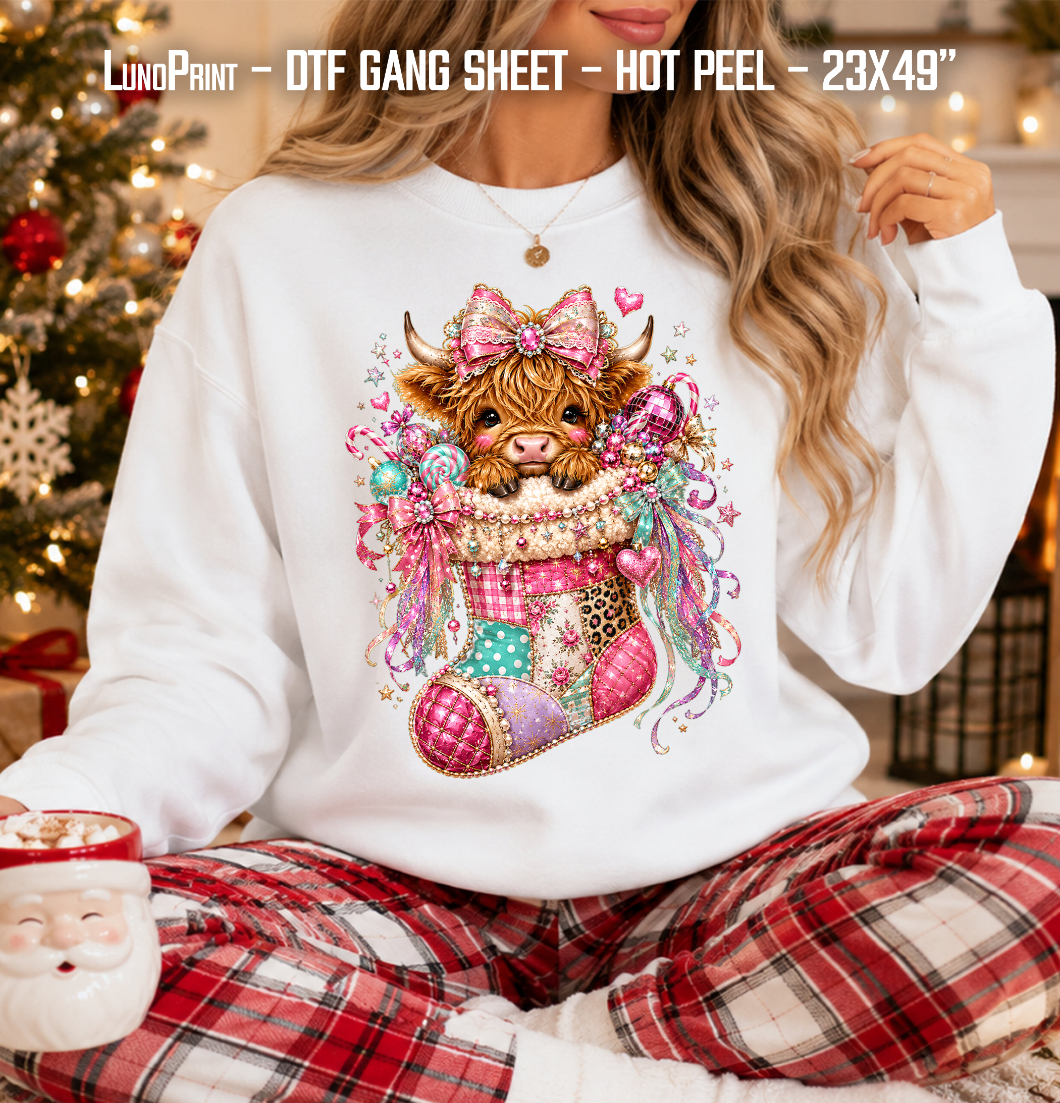Christmas DTF Gang Sheet, 23x49 in. Ready-to-Press Heat transfers