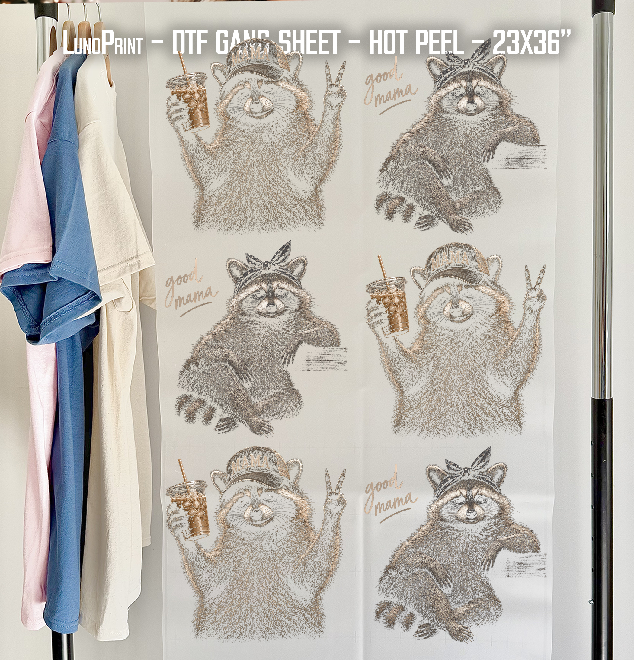 Mama HALFTONE DTF Gang Sheet 23x36 in. Ready-to-press Heat transfers