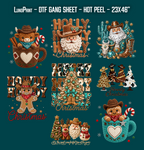 Howdy Christmas DTF Gang Sheet, 23x46 in. Western Ready to Press Heat transfers