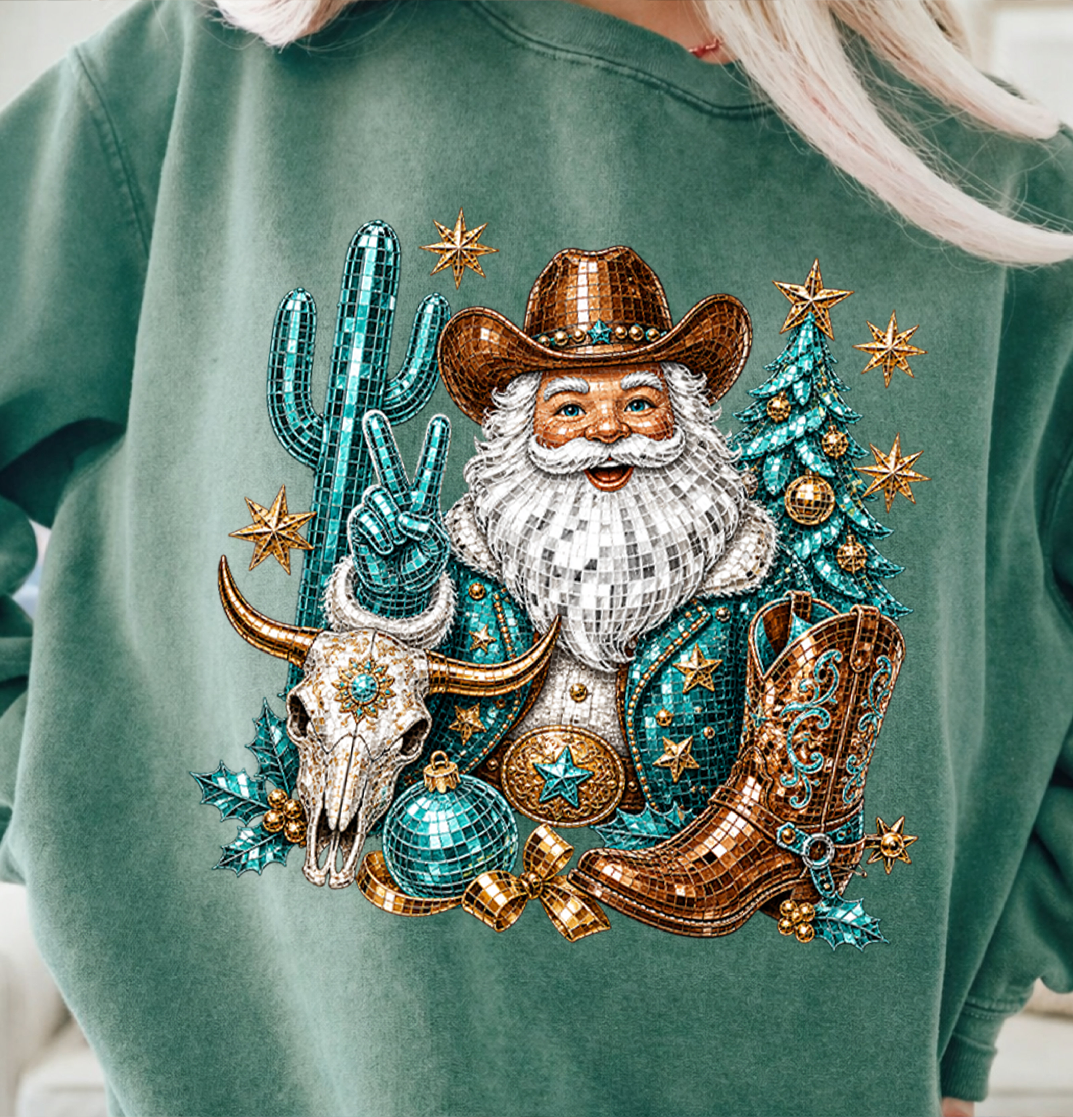 Howdy Christmas DTF Gang Sheet, 23x46 in. Western Ready to Press Heat transfers