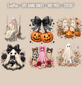 Halloween Ghosts DTF Gang Sheet 23x35 in. Coquette Ready-to-press Heat transfers