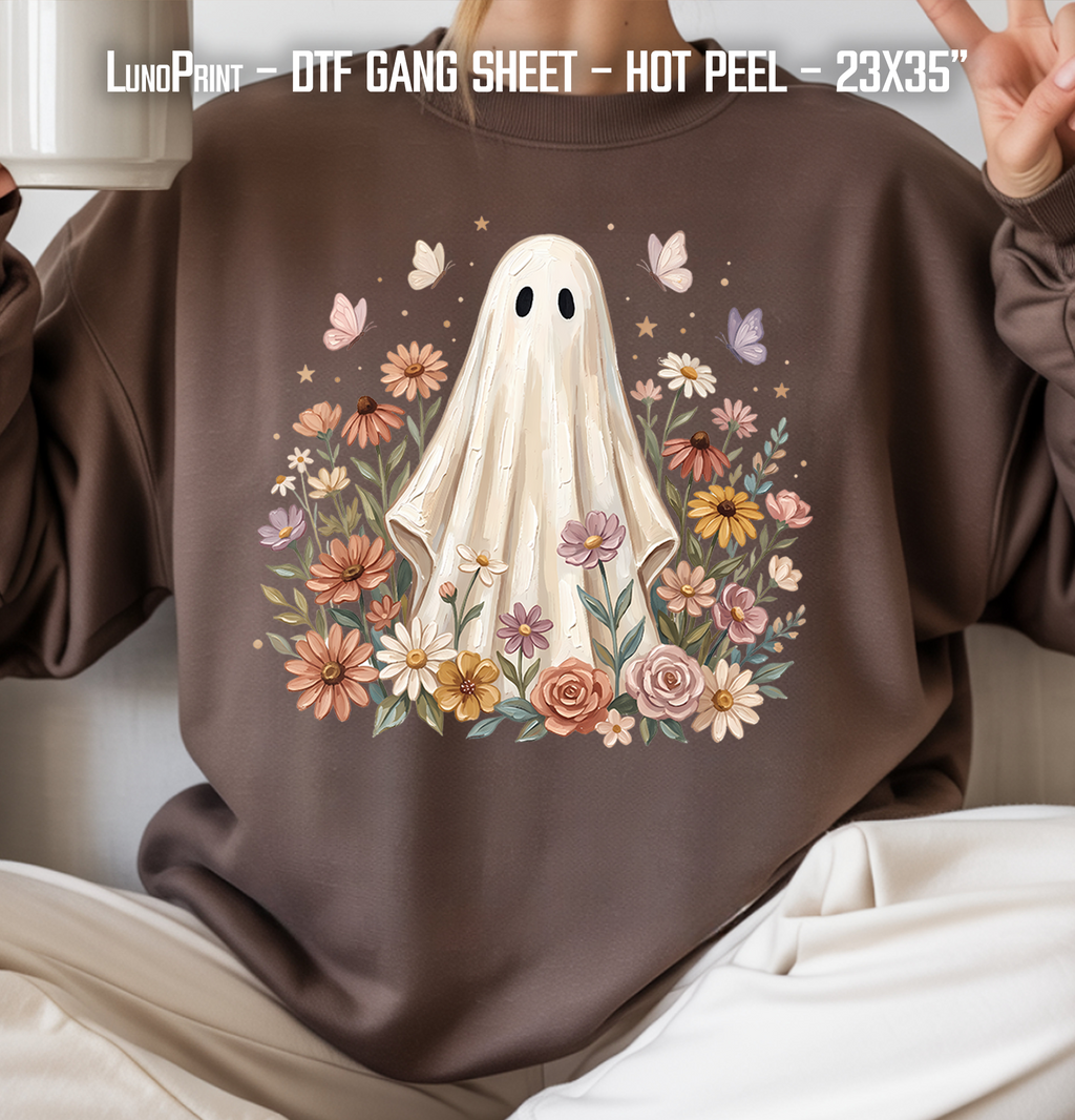 Halloween Ghosts DTF Gang Sheet 23x35 in. Coquette Ready-to-press Heat transfers