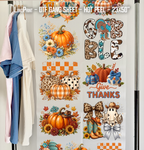 Give Thanks DTF Gang Sheet, 23x50 in. Pumpkins Ready-to-Press Heat transfers