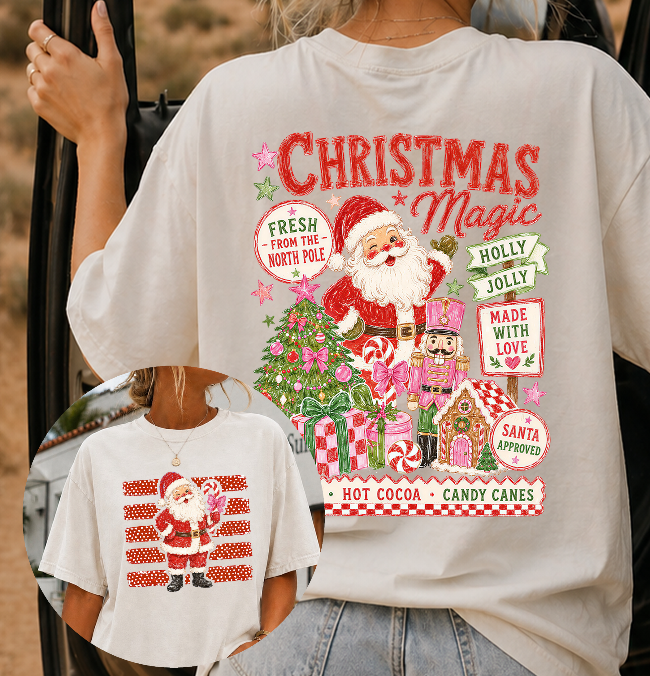Christmas Magic - Back & Front designs DTF Gang Sheet 23x39 in. Santa Ready-to-press Heat transfers