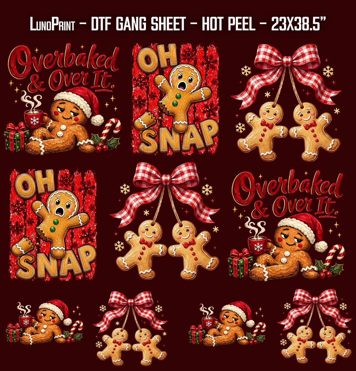 Christmas DTF Gang Sheet 23x38.5 in. Winter Ready-to-press Hot Peel Heat transfers 9256