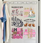 Walking by Faith DTF Gang Sheet 23x30 in. Christians Ready-to-press Hot Peel Heat transfers 9259