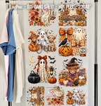 Halloween Ghost Highland Cow DTF Gang Sheet 23x40 in. Spooky Fall Ready-to-press Heat transfers