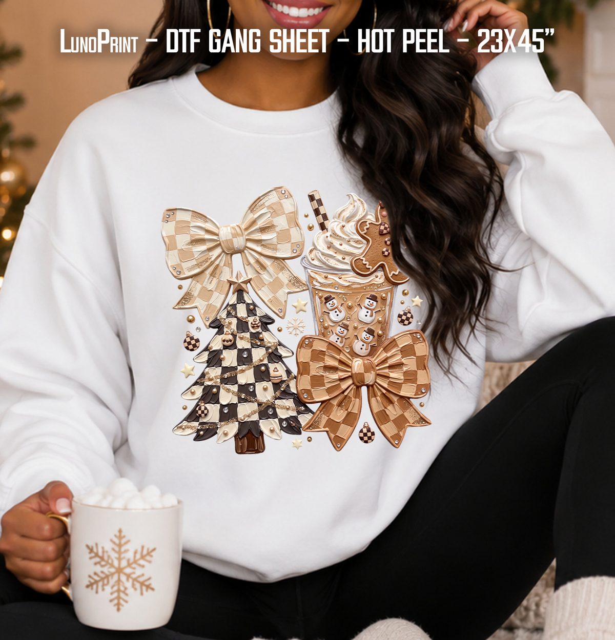 Leopard Christmas DTF Gang Sheet, 23x45 in. Winter Ready to Press Heat transfers