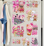 Pink Coffee Christmas DTF Gang Sheet 23x40 in. Winter Ready-to-press Heat transfers