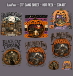 Halloween Town DTF Gang Sheet 23x40 in. Spooky Ready-to-press Hot Peel Heat transfers 9264