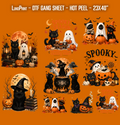 Black Cat Halloween DTF Gang Sheet 23x40 in. Spooky Ready-to-press Hot Peel Heat transfers 9265