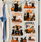 Black Cat Halloween DTF Gang Sheet 23x40 in. Spooky Ready-to-press Hot Peel Heat transfers 9265