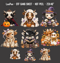 Cute Halloween Highland Cow DTF Gang Sheet 23x40 in. Ready-to-press Hot Peel Heat transfers 9268