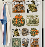 Camo Pumpkin Fall, Halloween Camo Ghost DTF Gang Sheet 23x40 in. Spooky Ready-to-press Hot Peel Heat transfers 9269