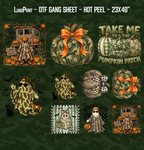 Camo Pumpkin Fall, Halloween Camo Ghost DTF Gang Sheet 23x40 in. Spooky Ready-to-press Hot Peel Heat transfers 9269