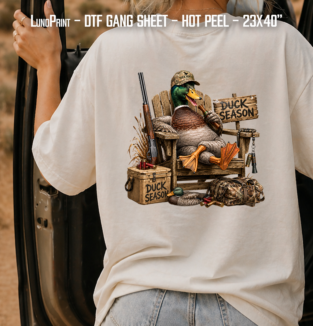 Hunting Season. Camo Halloween Ghost Duck DTF Gang Sheet 23x40 in. Spooky Ready-to-press Hot Peel Heat transfers 9270