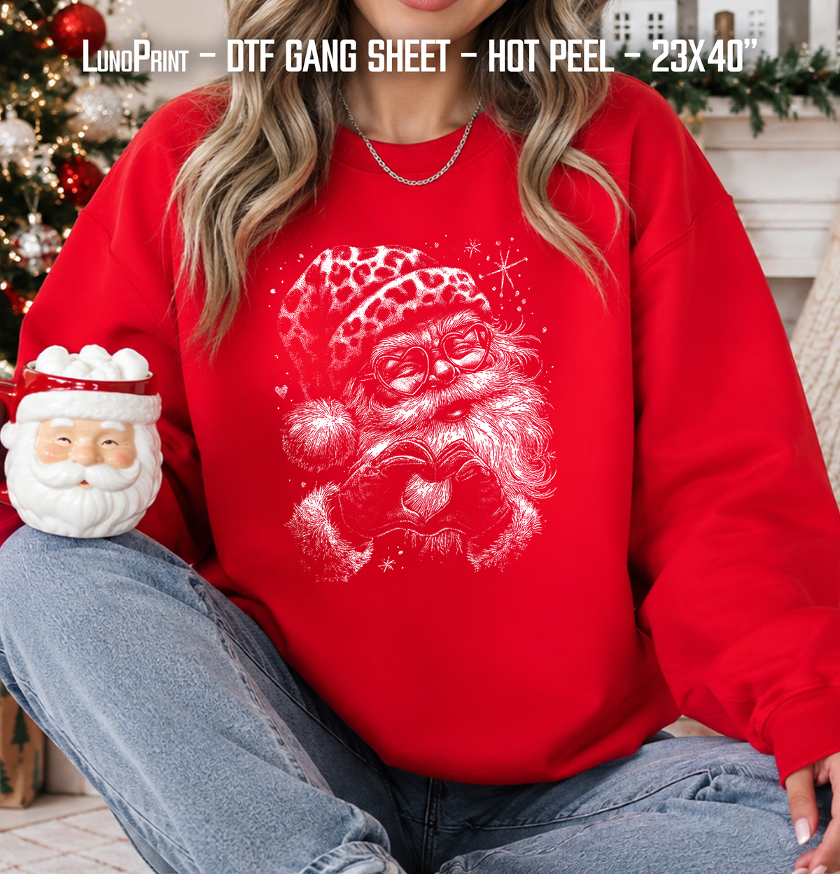 HALFTONE Christmas DTF Gang Sheet 23x40 in. Ready-to-press Hot Peel Heat transfers 9272