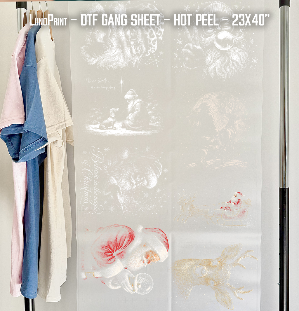 HALFTONE Christmas DTF Gang Sheet 23x40 in. Ready-to-press Hot Peel Heat transfers 9272