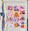 Neon Halloween DTF Gang Sheet for Youth/Adult. Cute Ready-to-press Hot Peel Heat transfers 9274 9275
