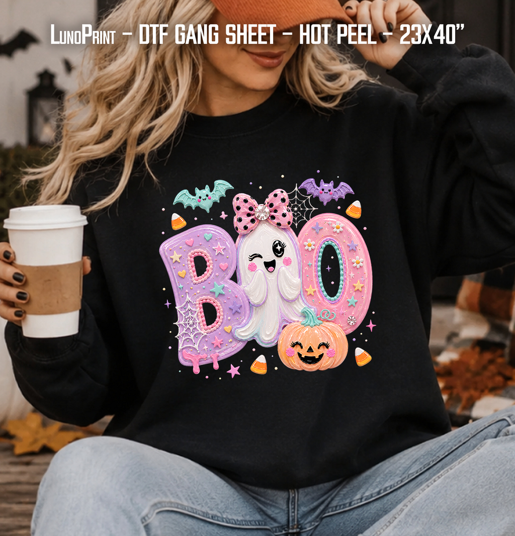 Neon Halloween DTF Gang Sheet for Youth/Adult. Cute Ready-to-press Hot Peel Heat transfers 9274 9275
