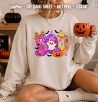 Neon Halloween DTF Gang Sheet for Youth/Adult. Cute Ready-to-press Hot Peel Heat transfers 9274 9275
