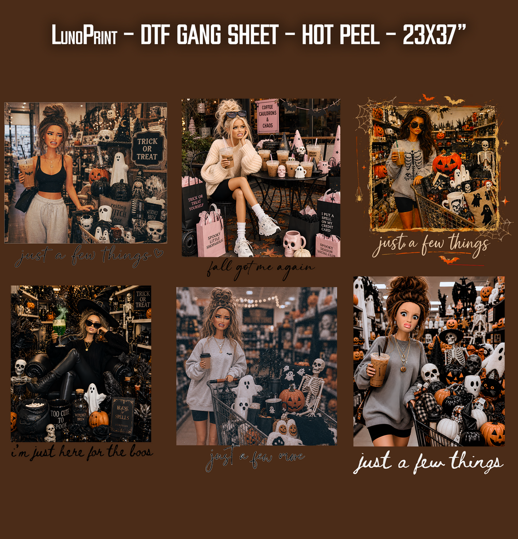 Doll Meme Halloween DTF Gang Sheet 23x37 in. Ready-to-press Hot Peel Heat transfers 9276