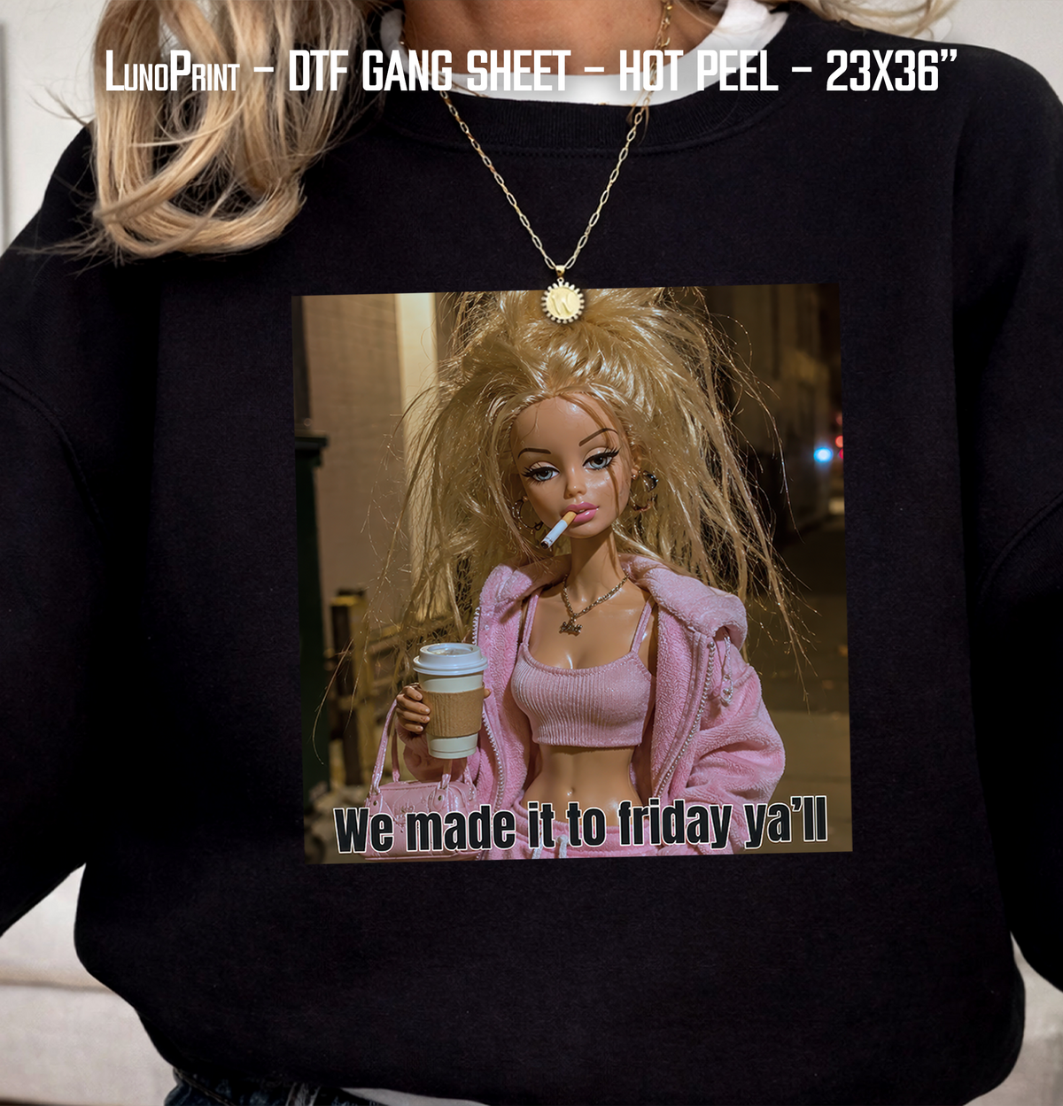 Doll Meme DTF Gang Sheet 23x36 in. Ready-to-press Hot Peel Heat transfers 9277