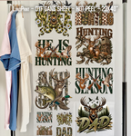 He is hunting. Deer season DTF Gang Sheet 23x40 in. Ready-to-press Hot Peel Heat transfers 9278