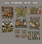 He is hunting. Deer season DTF Gang Sheet 23x40 in. Ready-to-press Hot Peel Heat transfers 9278