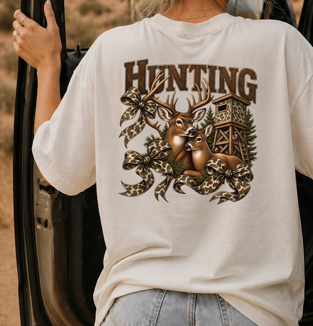 He is hunting. Deer season DTF Gang Sheet 23x40 in. Ready-to-press Hot Peel Heat transfers 9278