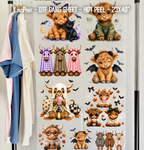 Halloween  Highland Cow DTF Gang Sheet 23x40 in. Ready-to-press Hot Peel Heat transfers 9280