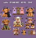 Halloween  Highland Cow DTF Gang Sheet 23x40 in. Ready-to-press Hot Peel Heat transfers 9280