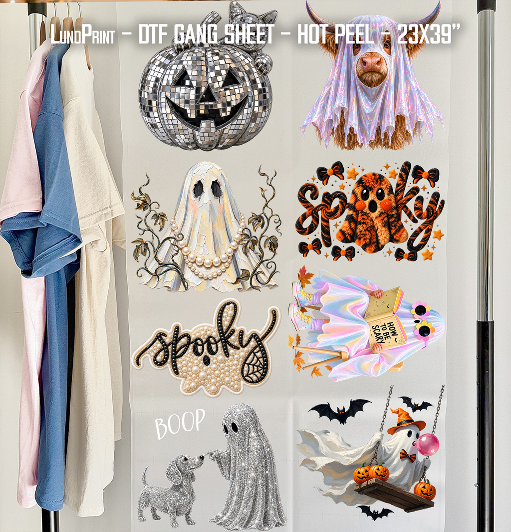 Disco Halloween DTF Gang Sheet 23x39 in. Ready-to-press Hot Peel Heat transfers 9283