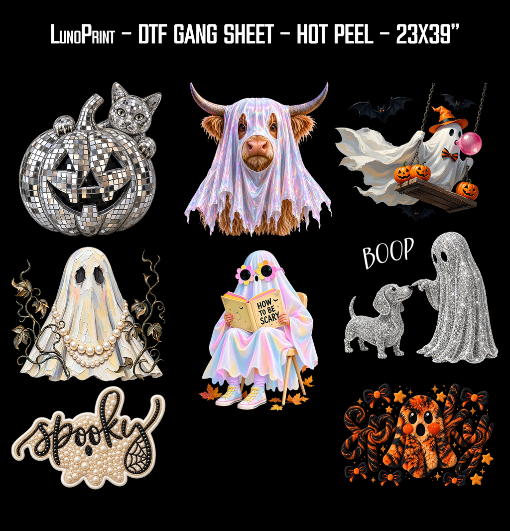 Disco Halloween DTF Gang Sheet 23x39 in. Ready-to-press Hot Peel Heat transfers 9283