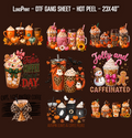 All seasons Coffee DTF Gang Sheet 23x40 in. Fall Ready-to-press Heat transfers 9288