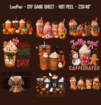 All seasons Coffee DTF Gang Sheet 23x40 in. Fall Ready-to-press Heat transfers 9288
