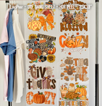 Thanksgiving & Cozy Fall DTF Gang Sheet 23x39 in. Fall Ready-to-press Heat transfers 9292