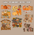 Thanksgiving & Cozy Fall DTF Gang Sheet 23x39 in. Fall Ready-to-press Heat transfers 9292