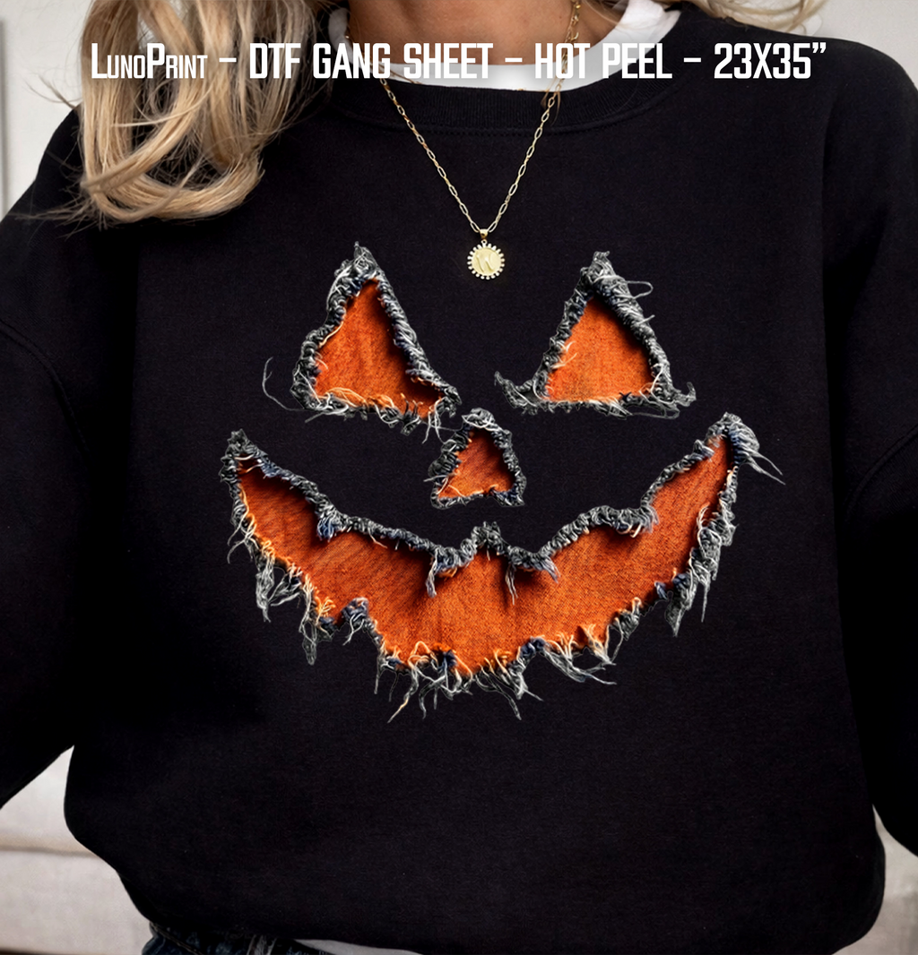 Patchwork Halloween & Fall DTF Gang Sheet 23x35 in. Fall Ready-to-press Heat transfers 9294
