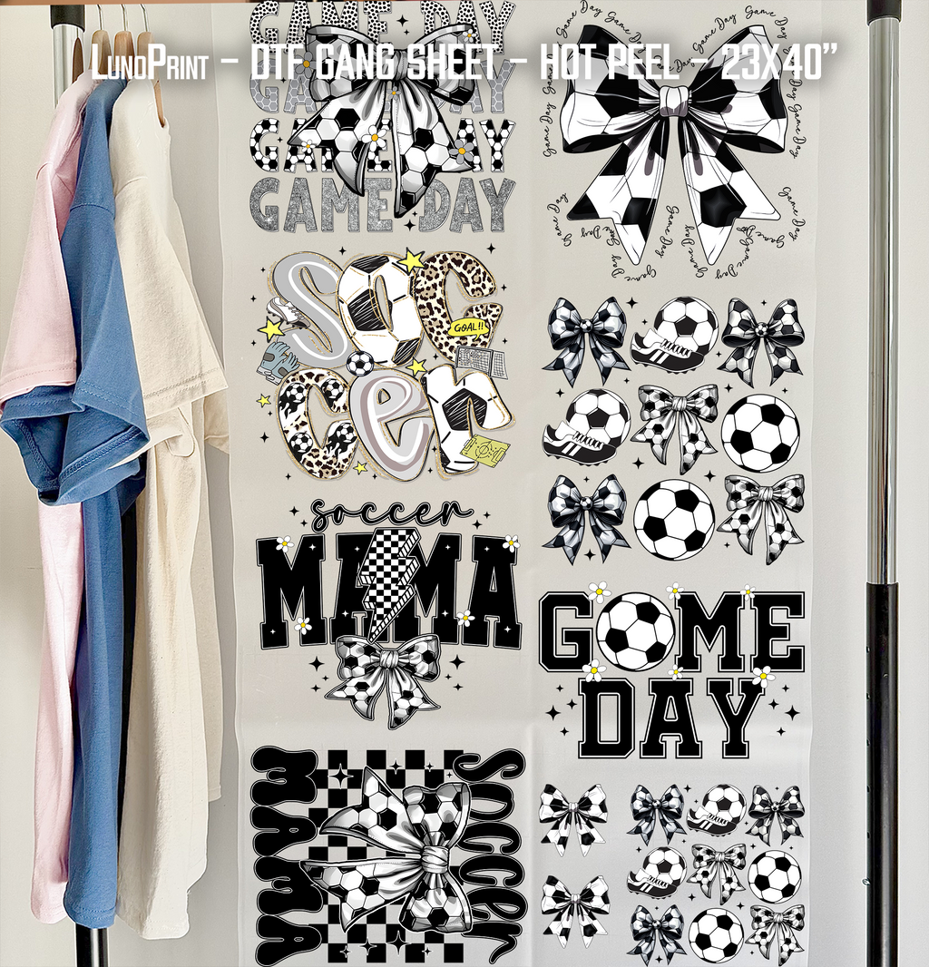 Soccer DTF Gang Sheet 23x40 in. Ready-to-press Heat transfers 9299