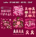Pink Out. Breast Cancer DTF Gang Sheet 23x40 in. Ready-to-press Heat transfers 9300