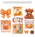 Sweet as a Pie. Fall DTF Gang Sheet 23x40 in. Ready-to-press Heat transfers 9301